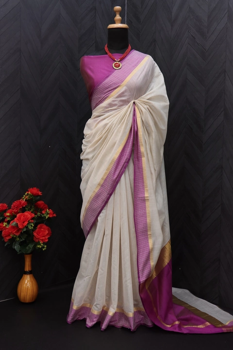 Soft Silk Cotton Base saree with unstitched blouse uploaded by VAIDEHI SUPER STORE VAIDEHI SUPER STORE on 12/15/2023