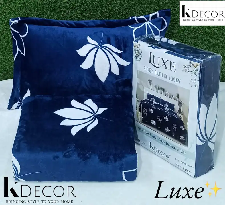 Post image *Luxe ✨*
*King Size Ultra Premium Warm Bedsheet Set*
Size: 250x275 cms
Weight: 1.7 kg
Brand: K Decor
*Attractive Bookfold Packing*
*Price: 1050 ₹ + $
*Awesome Quality*👌
*Quality Product for Quality Lovers*
_Exclusive Collection_
Bnb.nha

Join home decor , handloom items &amp; all gift items for regular updates : 

https://chat.whatsapp.com/J6yONALcKjyI6BuMZcuYz4