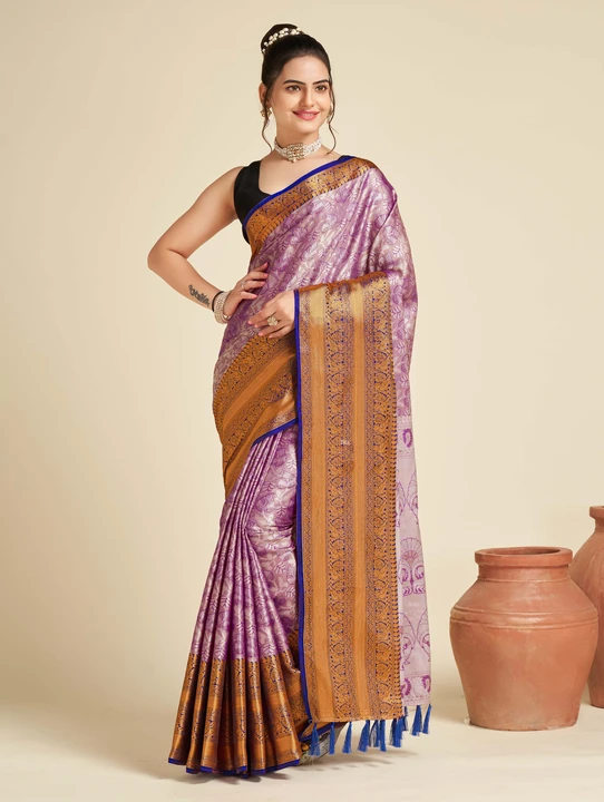 Purple color tissue silk saree with woven design uploaded by business on 12/16/2023