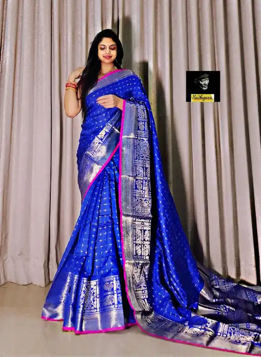 Silk saree with rich pallu weaving border uploaded by Suyukti Creation on 12/16/2023