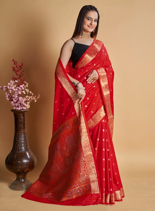 Red Color Heavy Pure Silk Meenakari Saree uploaded by VAIDEHI SUPER STORE VAIDEHI SUPER STORE on 12/16/2023