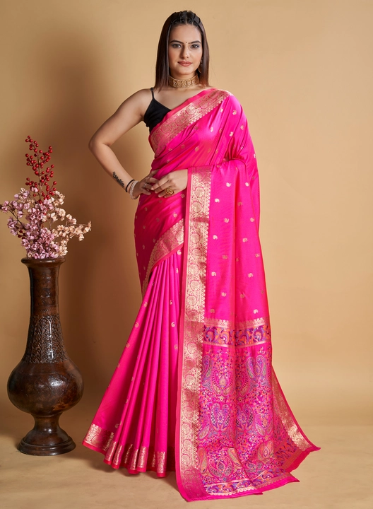 Pink Color Heavy Pure Silk Meenakari Saree uploaded by business on 12/16/2023