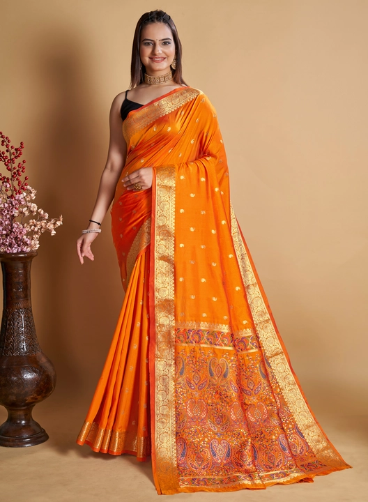 Orange Color Heavy Pure Silk Meenakari Saree uploaded by business on 12/16/2023