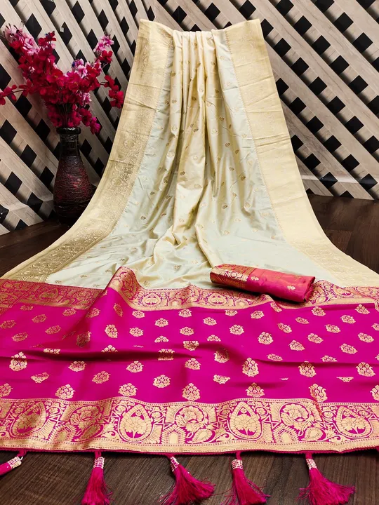 Gold zari weaving motifs & weaving Contrast rich pallu soft silk saree  uploaded by DHANANJAY CREATIONS on 12/16/2023