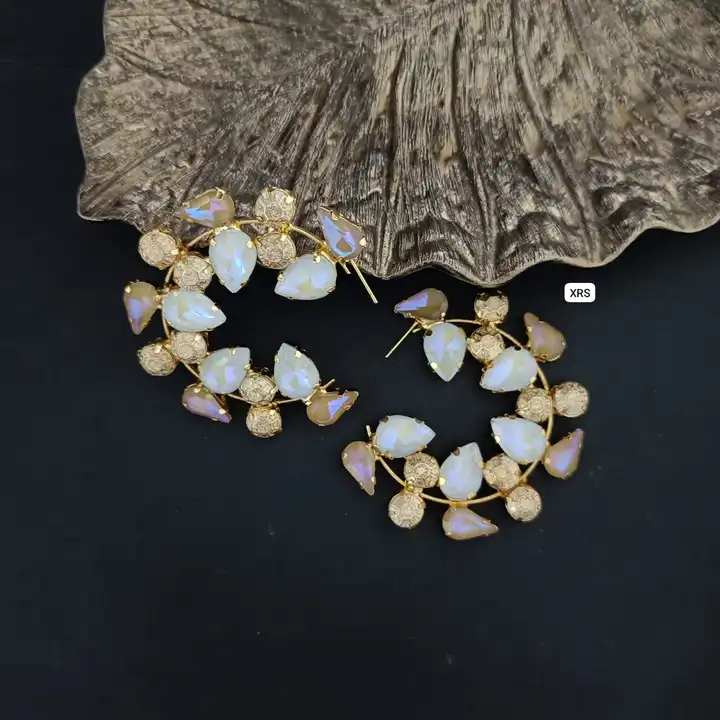 Stone hoop earrings  uploaded by Sb designs on 12/16/2023