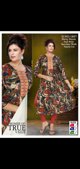 Heavy rayon printed foil with sequence work kurtis and embroidery uploaded by Radha Creation , Maira sales for Readymade items on 12/16/2023