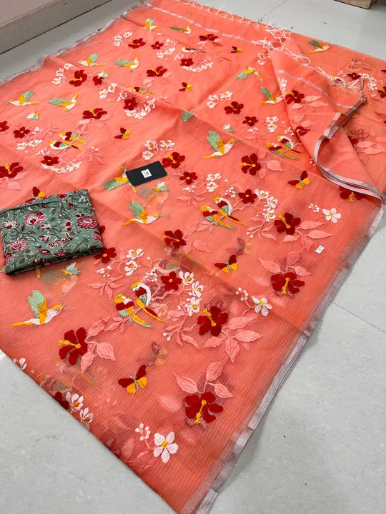 Kota doria embroidery work saree  uploaded by business on 12/17/2023