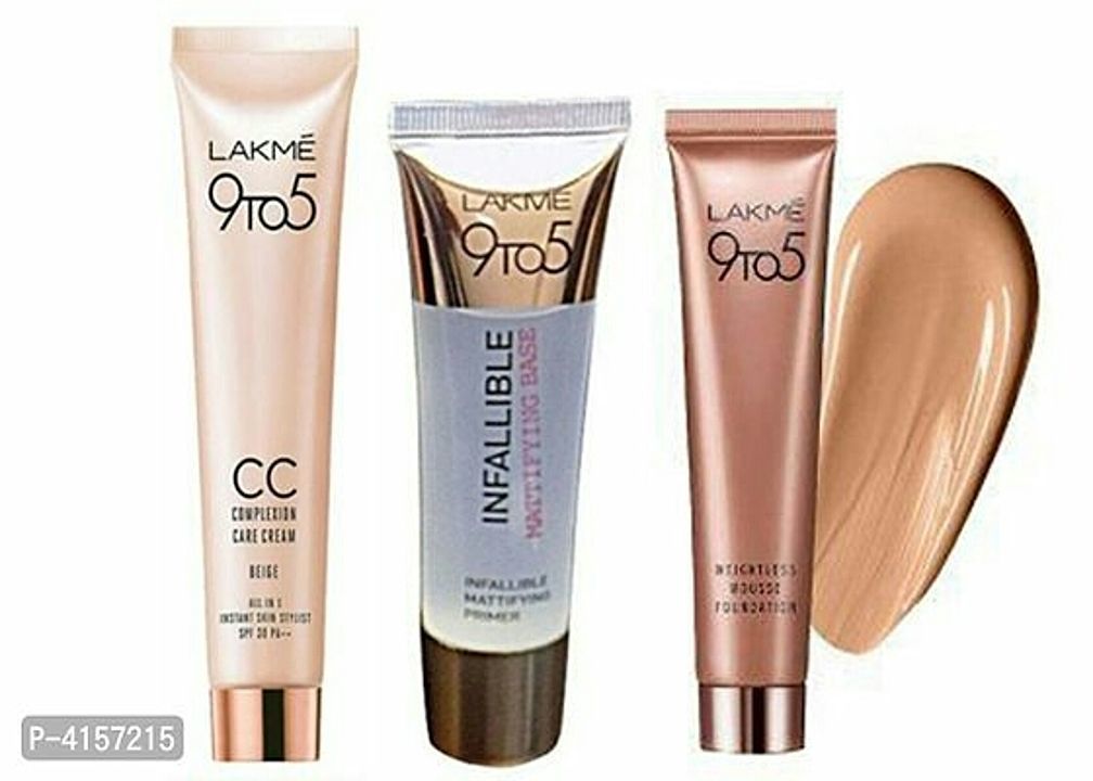 Lakma combo of cc creme , mousse foundation , and infilable primer set of 2  uploaded by Unique trends  on 7/18/2020