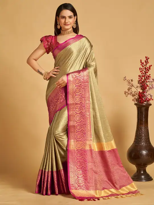 Kanjeevaram Woven Saree with Tasselled Border uploaded by business on 12/18/2023