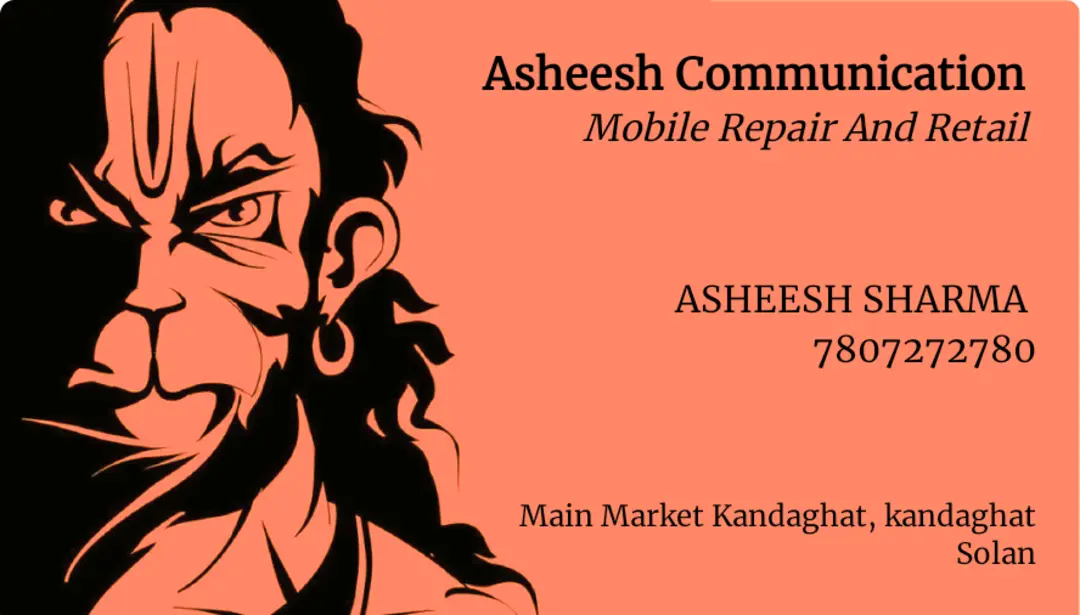 Visiting card store images of Asheesh Communication City Centre Point