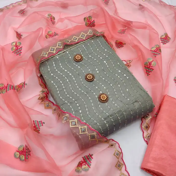CHANDERI SILK WITH MULTI SQUANCE WORK SUIT uploaded by Shiva Enterprise on 12/19/2023