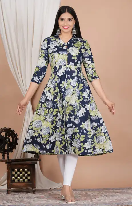 Cotton A-line Kurti with floral print uploaded by business on 12/19/2023