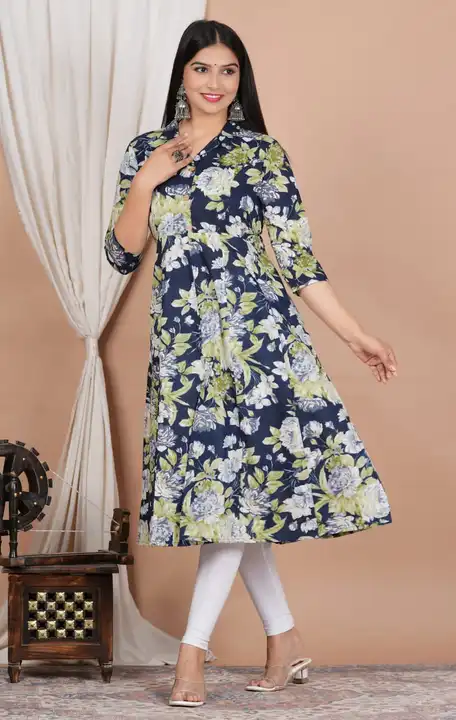 Cotton A-line Kurti with floral print uploaded by Arsh Fashion Store on 12/19/2023