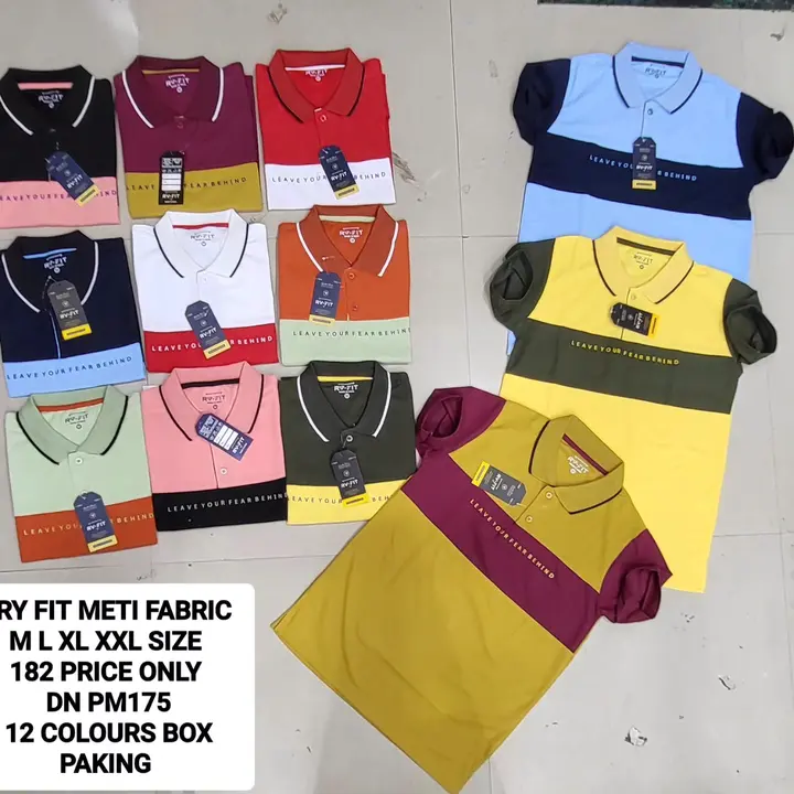 RS 164 COLAR DRY FIT METI FABRIC T.SHIRTS MTOXXL SIZE 12 COLOURS BOX PAKING  uploaded by swami leela shah traders pimpri pune on 12/19/2023