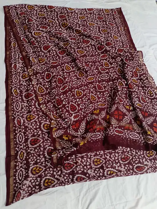 Handblock fancy batik print chanderi saree uploaded by Virasat handloom chanderi on 12/20/2023