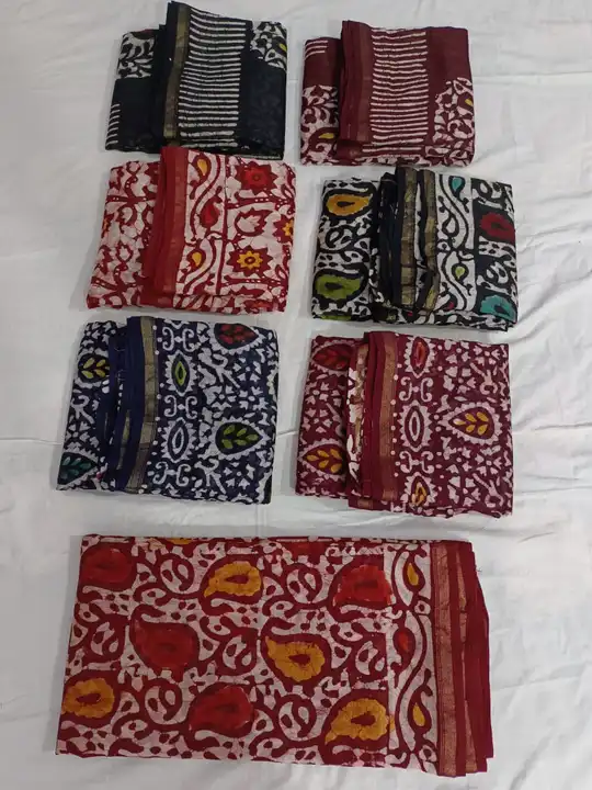 Handblock fancy batik print chanderi saree uploaded by business on 12/20/2023