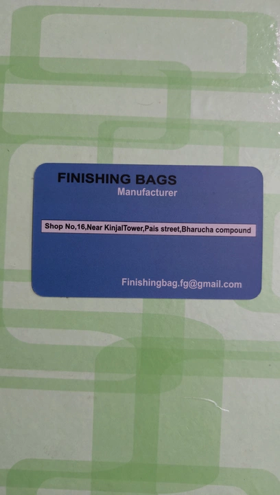 Visiting card store images of Finishing Bag