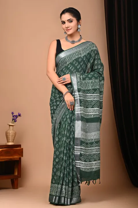 Cotton Linen saree  uploaded by business on 12/21/2023