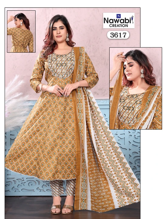 👆🏻👆🏻👆🏻

D.no:3618

Style: Anarkali Style Kurti With Pant With Dupatta Set

Fabric: Pure cotton uploaded by business on 12/21/2023