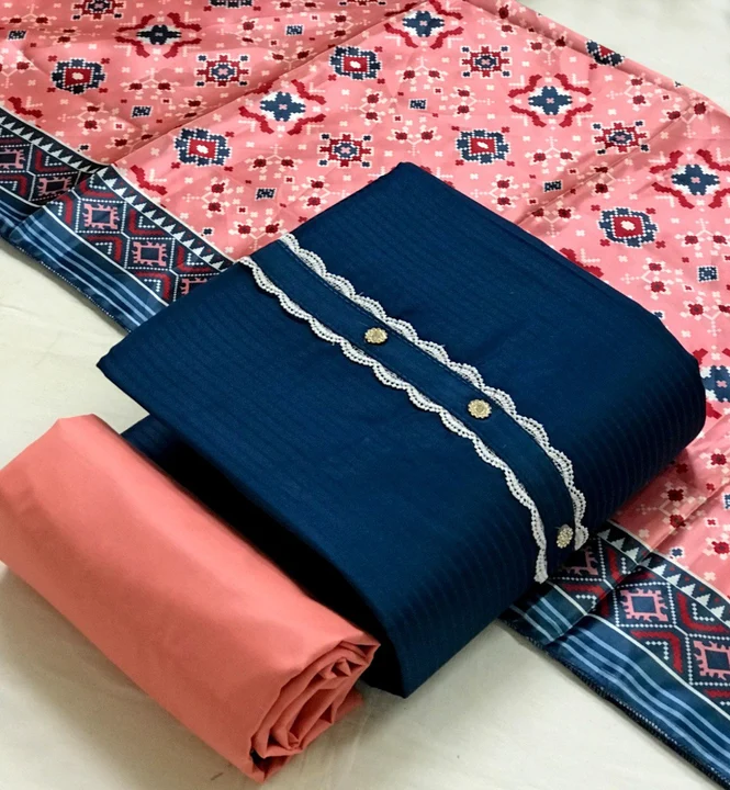 Cotton satin silk patola dress material  uploaded by New Chennai saree  on 12/21/2023