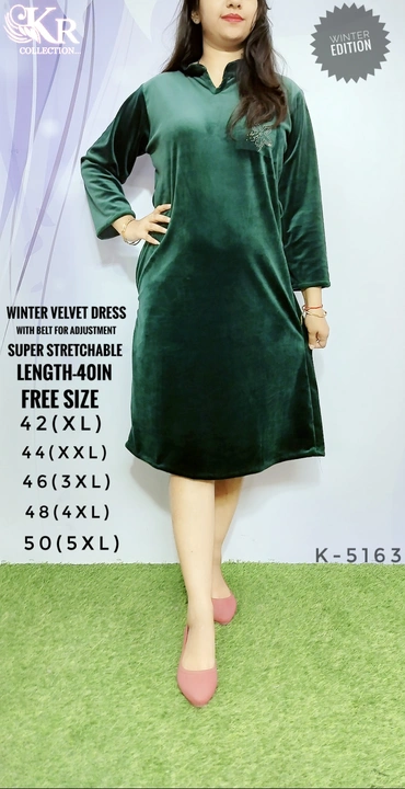 Winter Velvet Dress uploaded by krishna radha collection on 12/21/2023