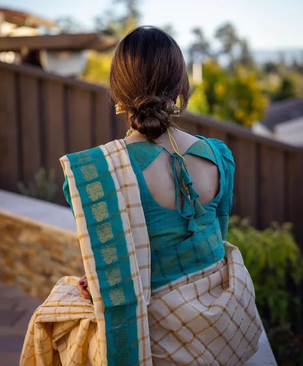 Golden Zari Weaving Border With check Design & Rich Pallu Soft Silk Saree uploaded by DHANANJAY CREATIONS on 12/21/2023