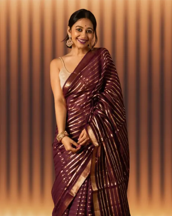 ORGANZA STRIP SAREE  uploaded by business on 12/22/2023
