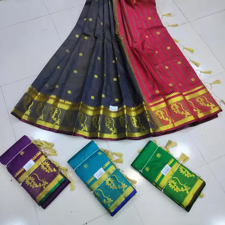 Karishma jacquard Buti Saree with Blouse 
Cotton silk soft material
 uploaded by Shv Sh Handloom on 12/22/2023
