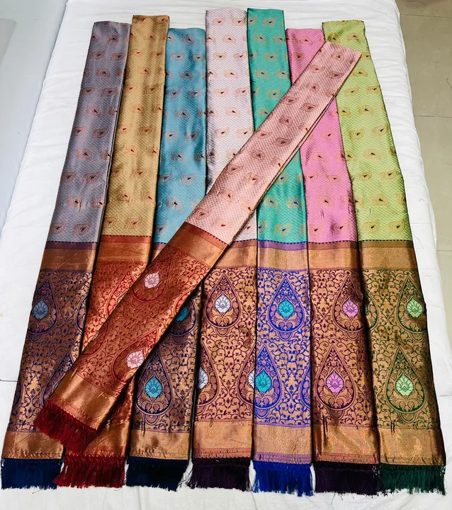 Lichi copper contrast blouse rich pallu exclusive design with fancy colour matching  uploaded by M ARVIND & CO on 12/22/2023