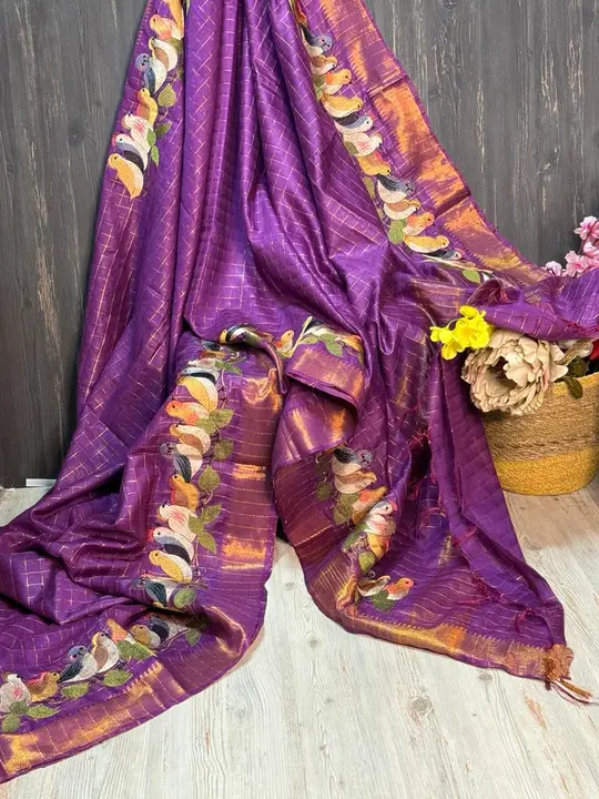 Kota silk Embroidery work saree  uploaded by The goodwill of LINEN on 12/23/2023