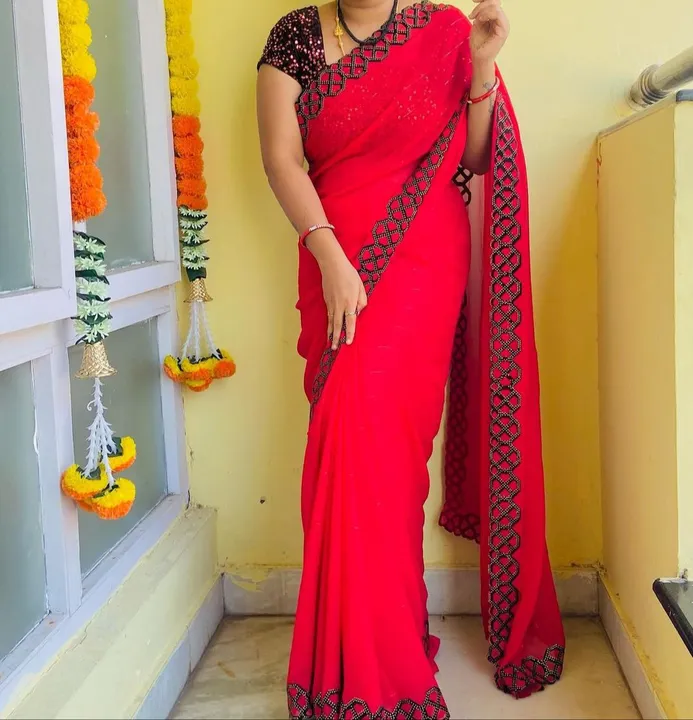 Heavy Georgette saree uploaded by business on 12/23/2023