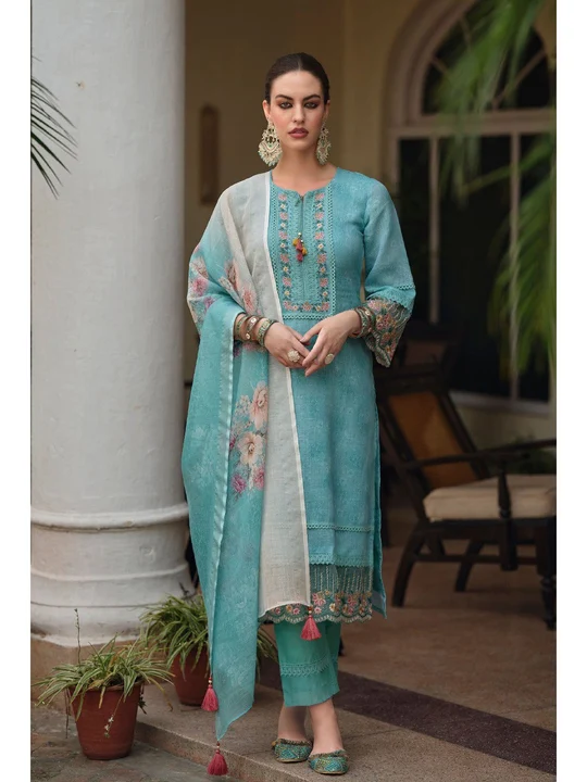 Sky blue colour party wear salwar suit  uploaded by New Chennai saree  on 12/23/2023