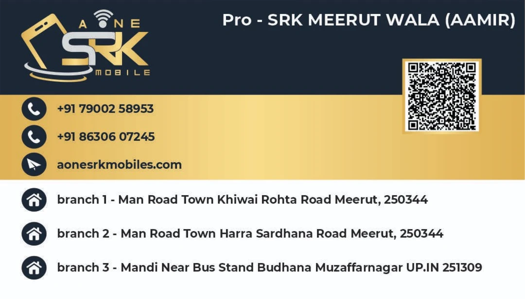 Visiting card store images of A ONE SRK MOBILE