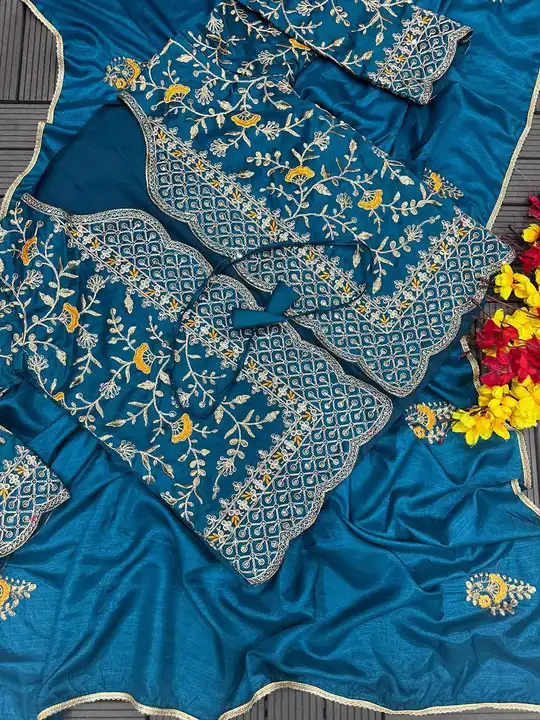 *New Super Trending Embroidery cording work ready to wear saree with full koti*

*💃SAREE DETAILS*

 uploaded by Roza Fabrics on 12/25/2023