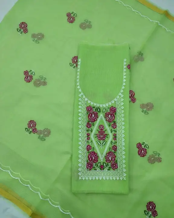 Kota doria embroidery work suit  uploaded by Ansari Handloom on 12/25/2023