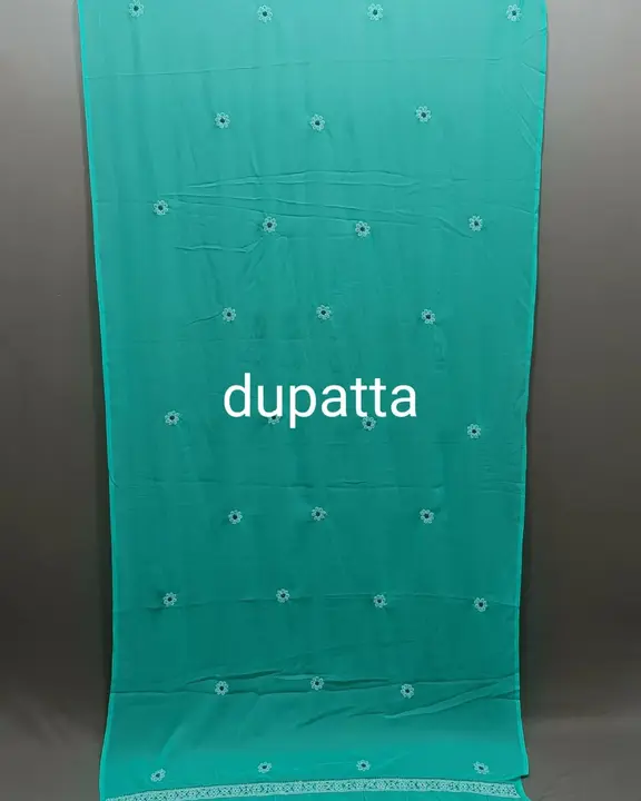 Full three piece suit
Fabric georgette
Length 7.5 metar 
Kurti+dupatta+bottom
Front jaal work 
60/60 uploaded by Msk chikan udyog on 12/25/2023