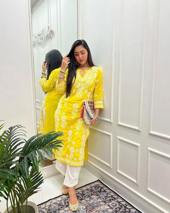Yellow colour kurti with pant  uploaded by New Chennai saree  on 12/26/2023