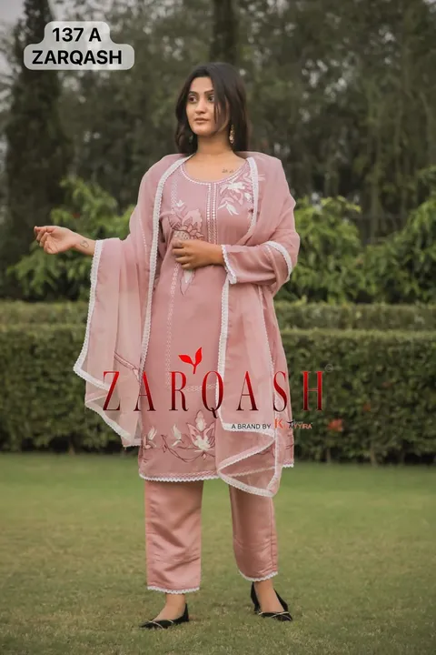 *ZARQASH ®️ READYMADE COLLECTION*

*D. No :- Z-137 ( 4 colour )*

*Fabric Details*

*Top :- Fox Geor uploaded by Ayush fashion on 12/26/2023