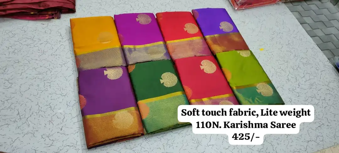 Karishma Soft Silk Saree
Cotton based Saree
Full Saree with Blouse
Colour - 8
Set       - 8 uploaded by H.A Traders on 12/26/2023