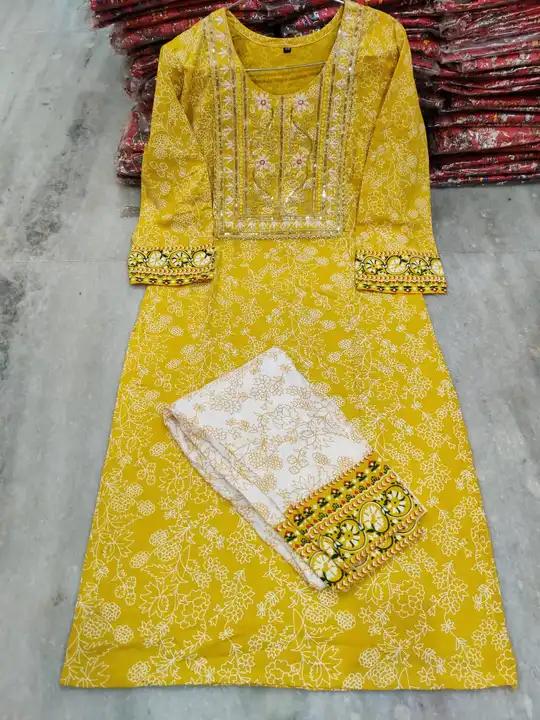 Rayon embroidery kurti pant ser uploaded by Shree Shyam Fashion on 12/27/2023