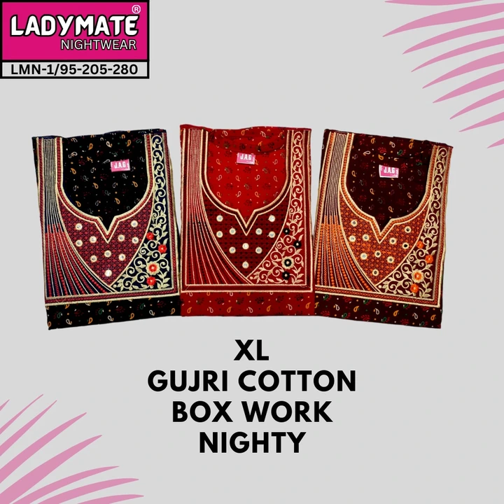 XL GUJRI COTTON BOX WORK NIGHTY uploaded by business on 12/27/2023
