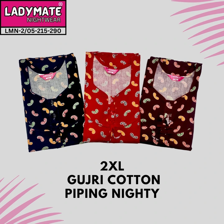 2XL GUJRI COTTON PIPING NIGHTY uploaded by business on 12/27/2023