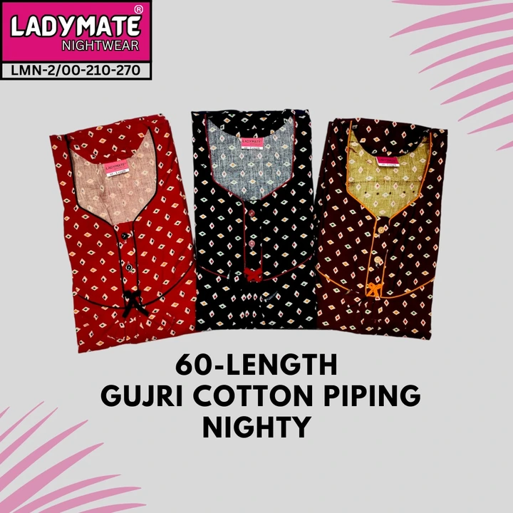 60 LENGTH GUJRI COTTON PIPING NIGHTY uploaded by business on 12/27/2023