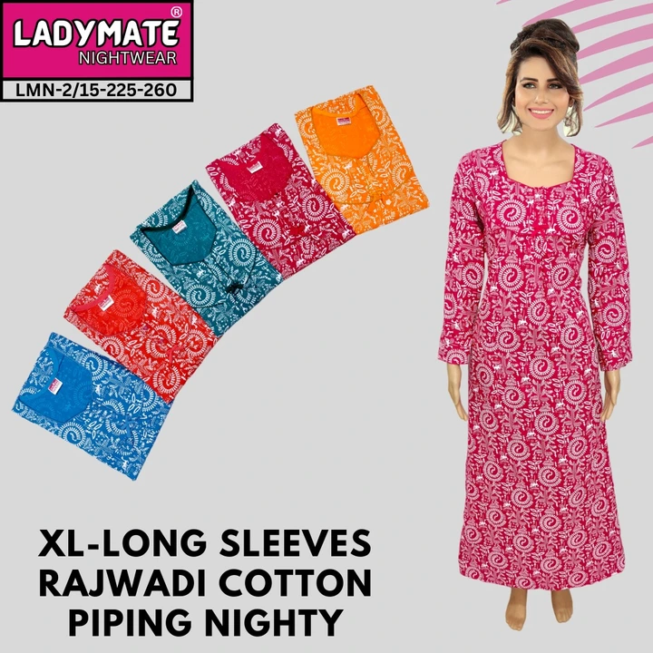 XL LONG SLEEVES RAJWADI COTTON PIPING NIGHTY uploaded by business on 12/27/2023