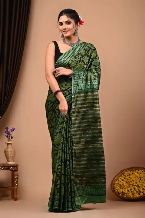 Block printed saree  uploaded by Yash handicrafts on 12/27/2023