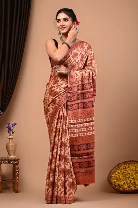 Block printed saree uploaded by Yash handicrafts on 12/27/2023
