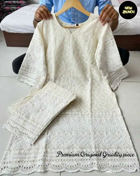 *LAKHNAVI -2*
*Celebrate  the candid  femininity with swan white CHICKEN KARI Kurta set . A Perfect  uploaded by Divya Fashion on 12/28/2023