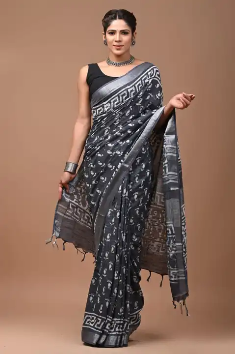 Cotton Linen saree  uploaded by business on 12/28/2023