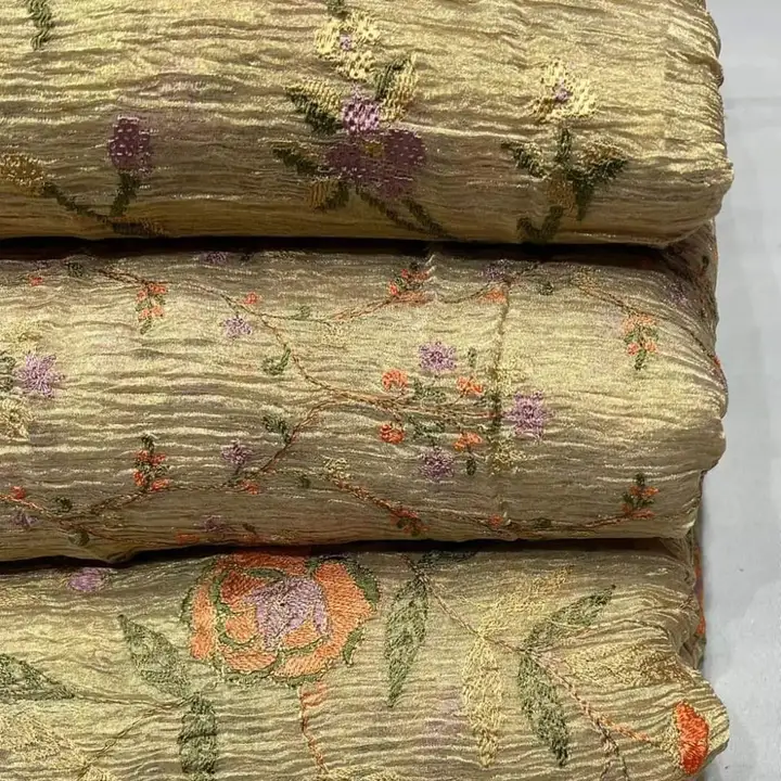 Post image 100% pure
Silk
Crush tissue
+
Multi thread embroidery
44 “

990/mtr 
