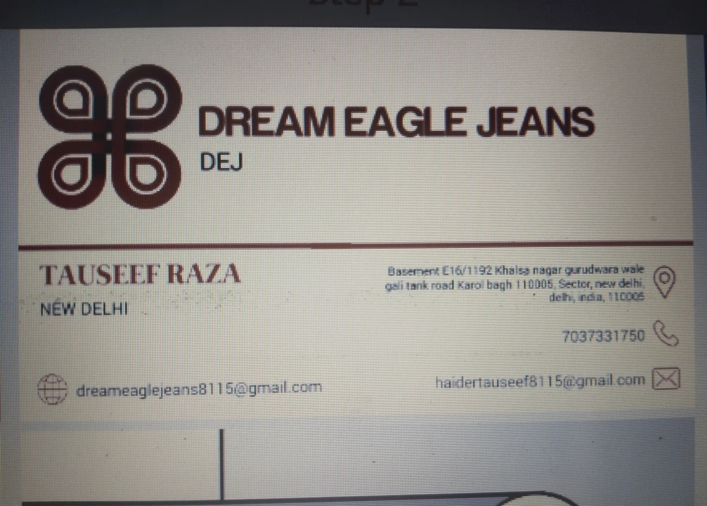 Visiting card store images of Dream eagle jeans 